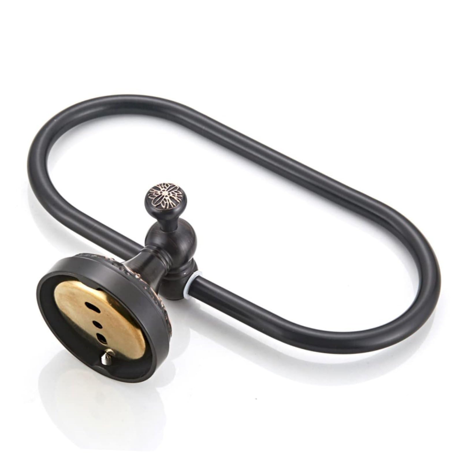 Toallero de baño Toallero de aro Toallero de Bronce Ovalado Toallero de Cobre Toallero Vintage Toallero de latón Toallero Toallero Toallero de Mano Toallero de Pared,Negro,1