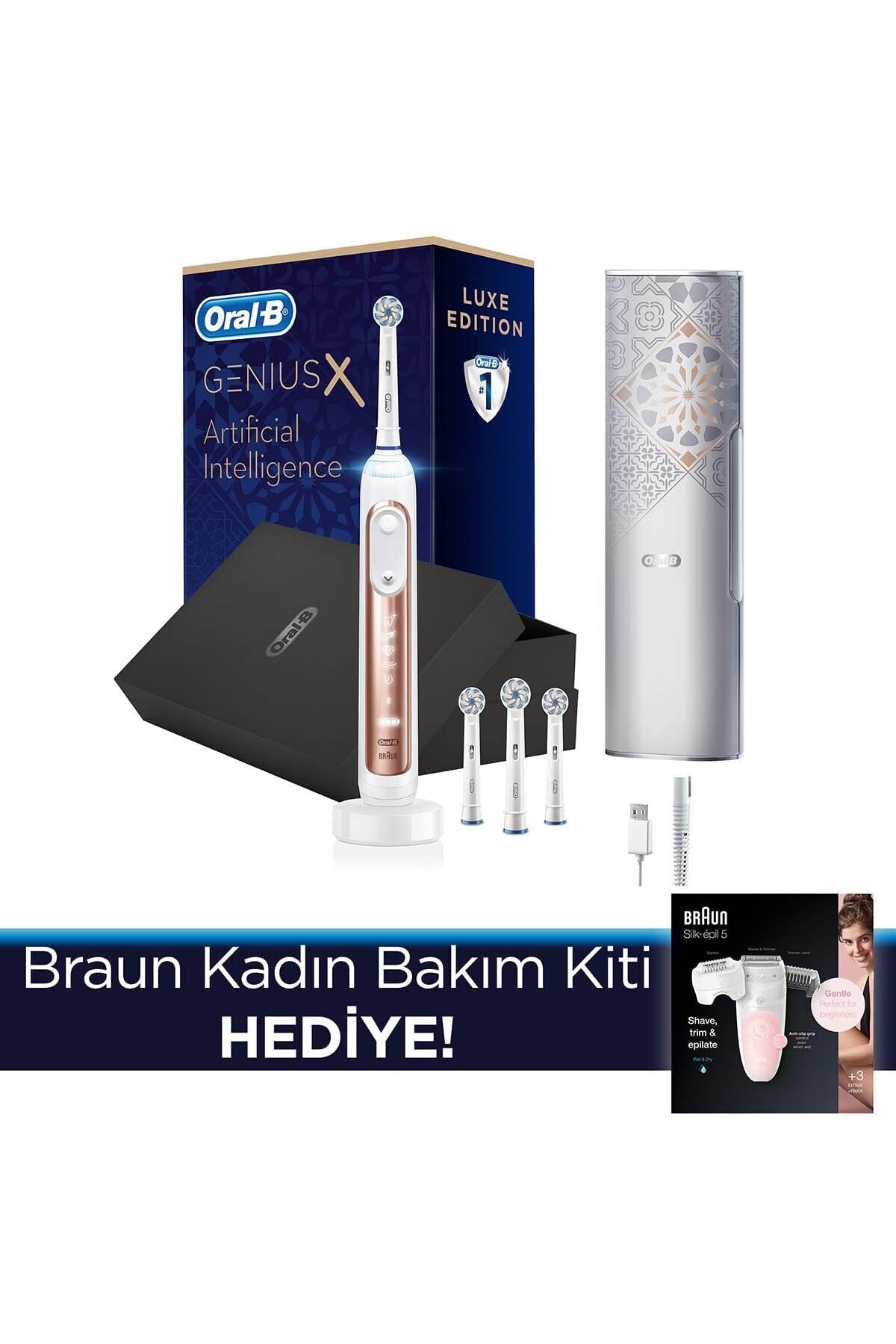 Oral-B Genius 20000 Şarj Edilebilir Diş Fırçası Rosegold + Braun Epilatör