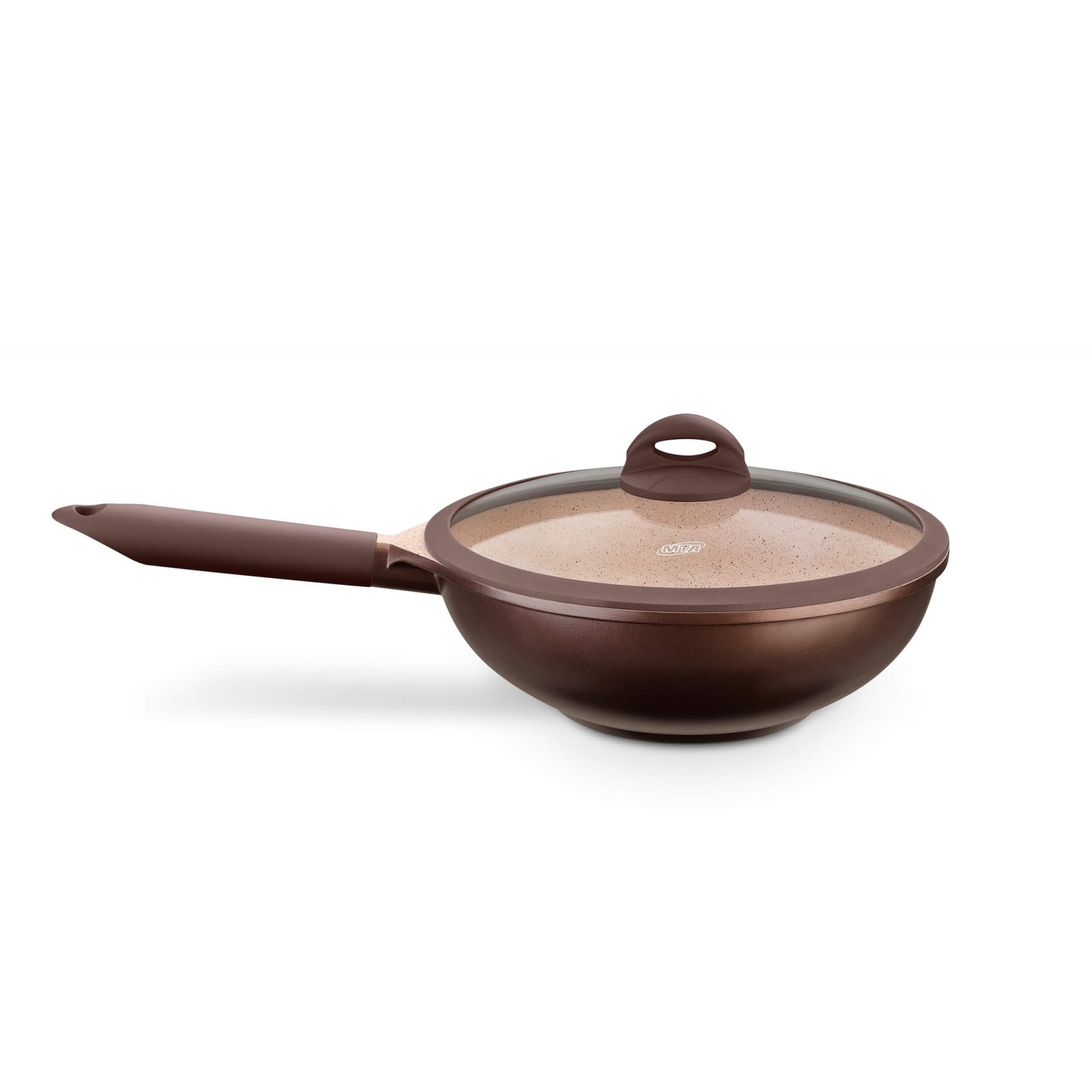 Panela Wok Mta Belga Tvt Tampa De Vidro Marrom, MTA