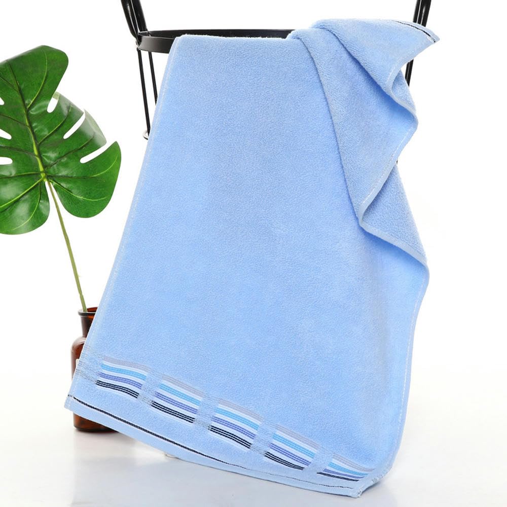 Serviettes en pur coton visage bain non pelucheuses bleu lot de 4