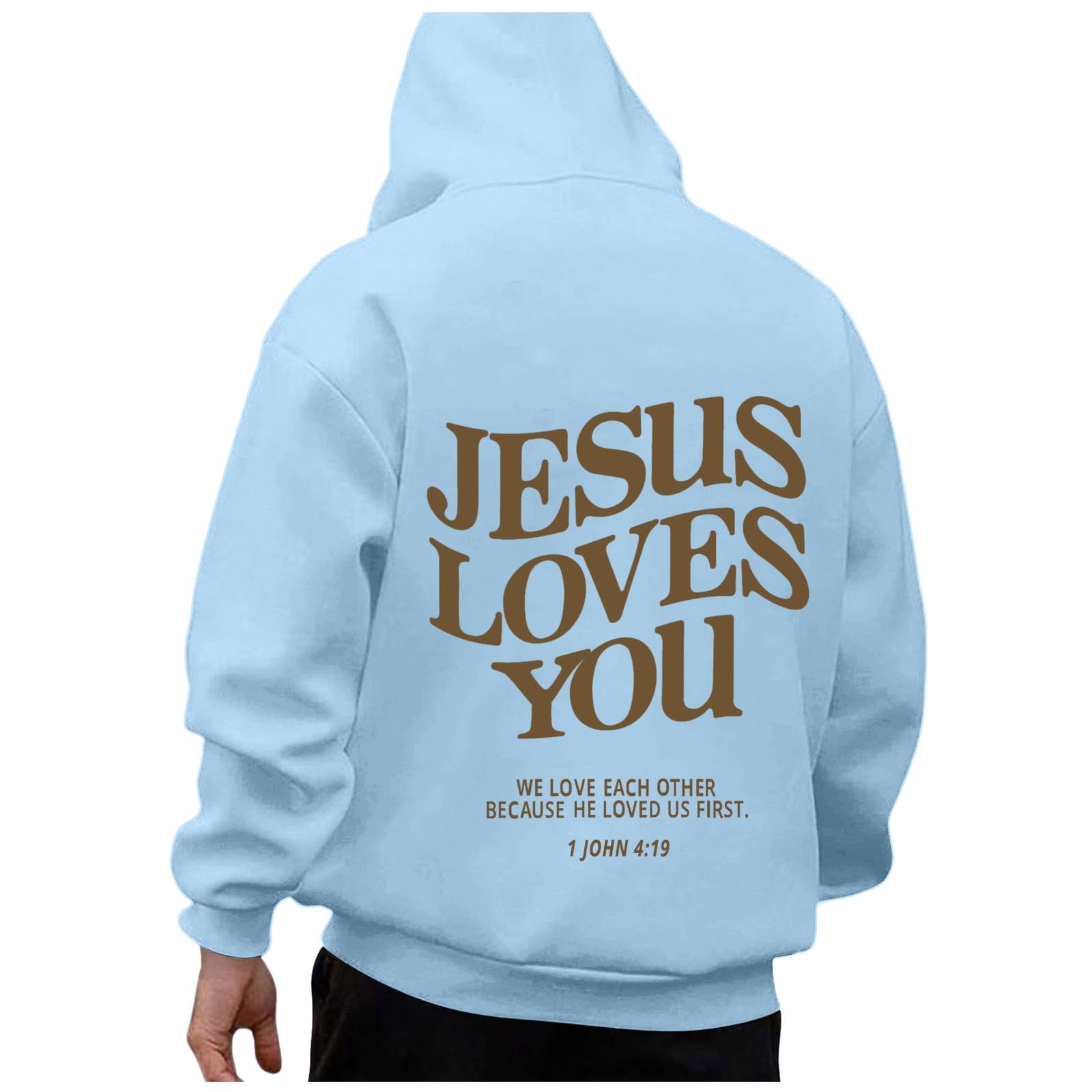 Jesus Saves Letter Print Hoodies For Men Christian Pullover With Pocket Faith Hooded Sweatshirt Religious Oversized Tops