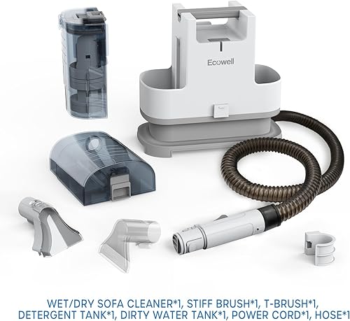 Miniatura 6 de ECOWELL Limpiador portátil de alfombras de tapicería, limpieza profunda en húmedo y seco, máquina de champú de manchas, diseño independiente de