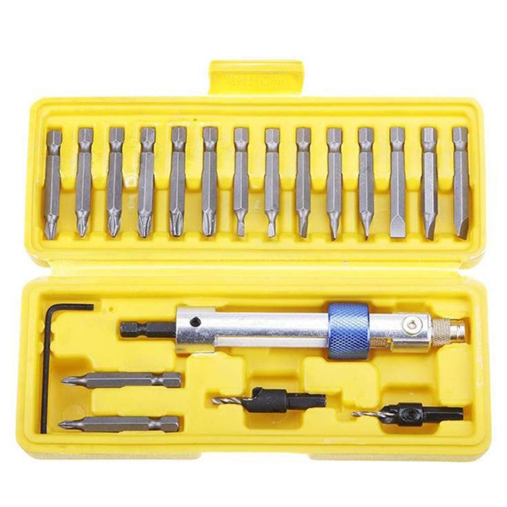 20 Pcs Drill Driver Set, Swivel Multi Screwdriver Bit Kit with 16 Different Kinds Head, Half Time Quick-Change Drill Kit for DIY, Home and Engineering