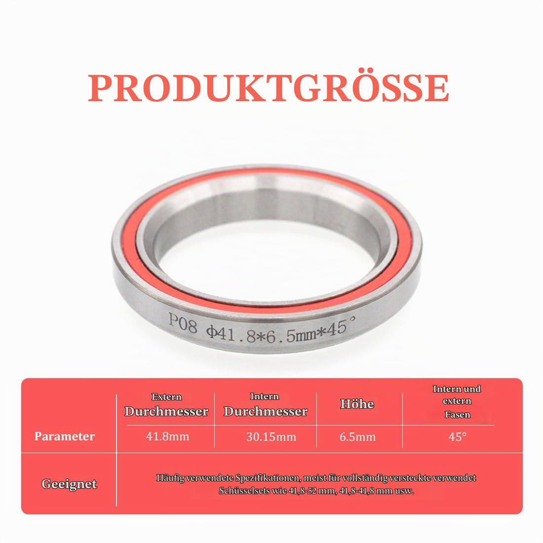 steuersatz rennrad maße Mountainbike Lager, 2 STK Fahrrad Steuersatz Abgedichtete Chromstahllager, Fahrrad Lenkkopflager Chromstahllager, für Rennrad, Mountainbike, Silber mit rotem Kreis, 41.8MM Sport & Freizeit Style & Color:DIN Unsealed Father days Gifts Ledergriffe Für Fahrrad –