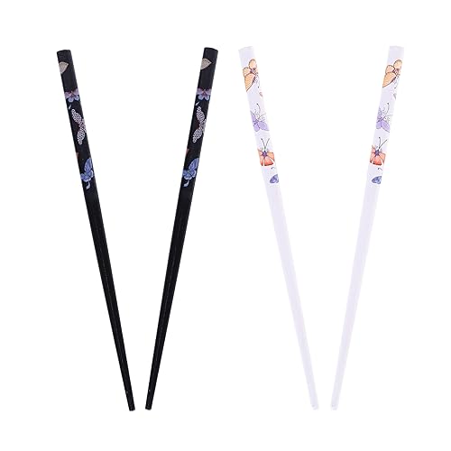 Miniatura 9 de Juego de 4 palillos para el cabello con mariposas, color rojo y blanco