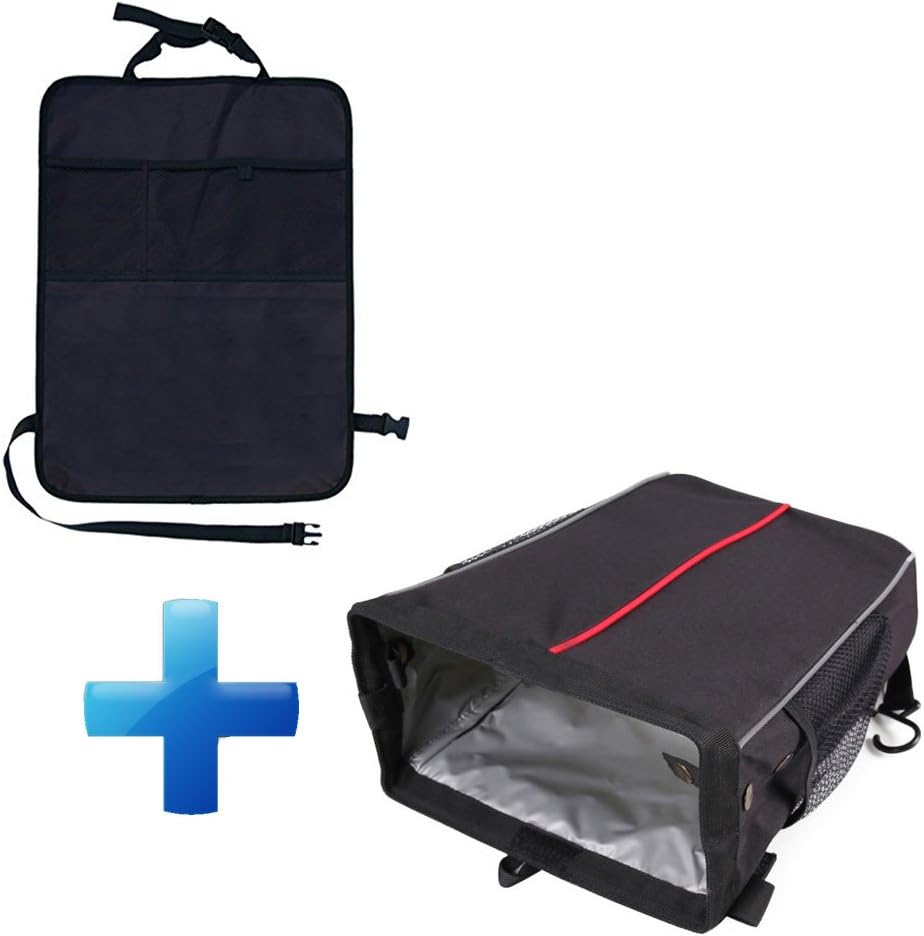 Aegis Deluxe Kick Mat Back Seat Protector with Storage Pocket, Multi-Function Car Seat Back Storage and Trash Bag – 2 Package in 1, Organizer for Baby Travel Accessories, Kid Food, and Auto Seat Kick