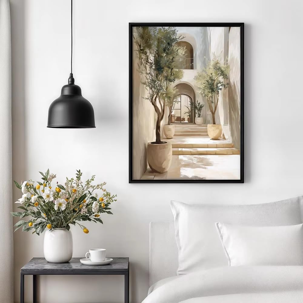 LTjiajuypd Affiche minimaliste sur toile « Cour méditerranéenne » (80 x 120 cm, sans cadre), idéale pour la cuisine, la chambre ou le bureau.