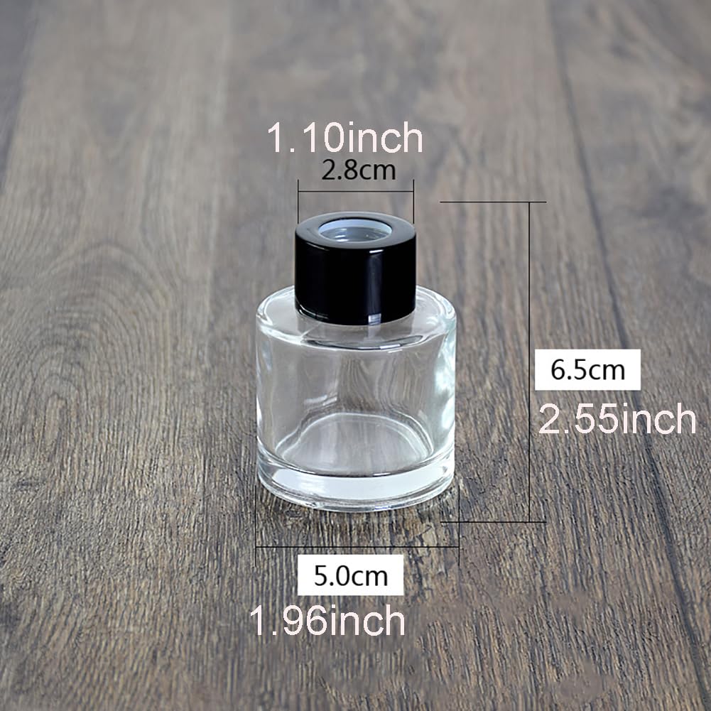 LJJCSFF 2pcs 50ml Diffuser Bottle Empty Refillable Clear Glass Diffuser Bottles Fragrance Reeds Diffuser Jar Aromatherapy Diffuser Bottle