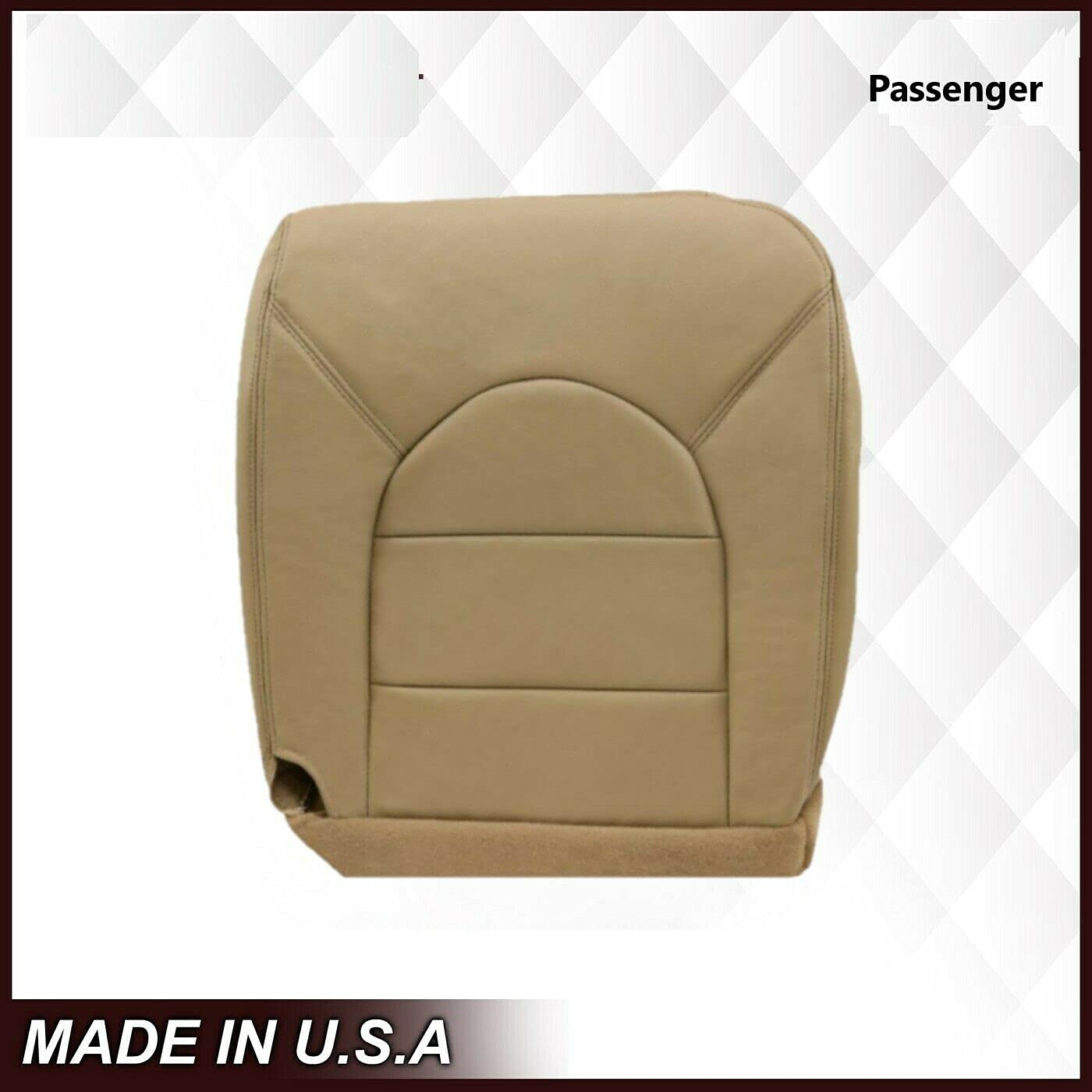 2000 Ford F250 F350 F450 Lariat Super Duty Replacement Genuine Leather Seat Cover in Medium Parchment Tan (with Fold Down Armrest, Passenger Bottom)