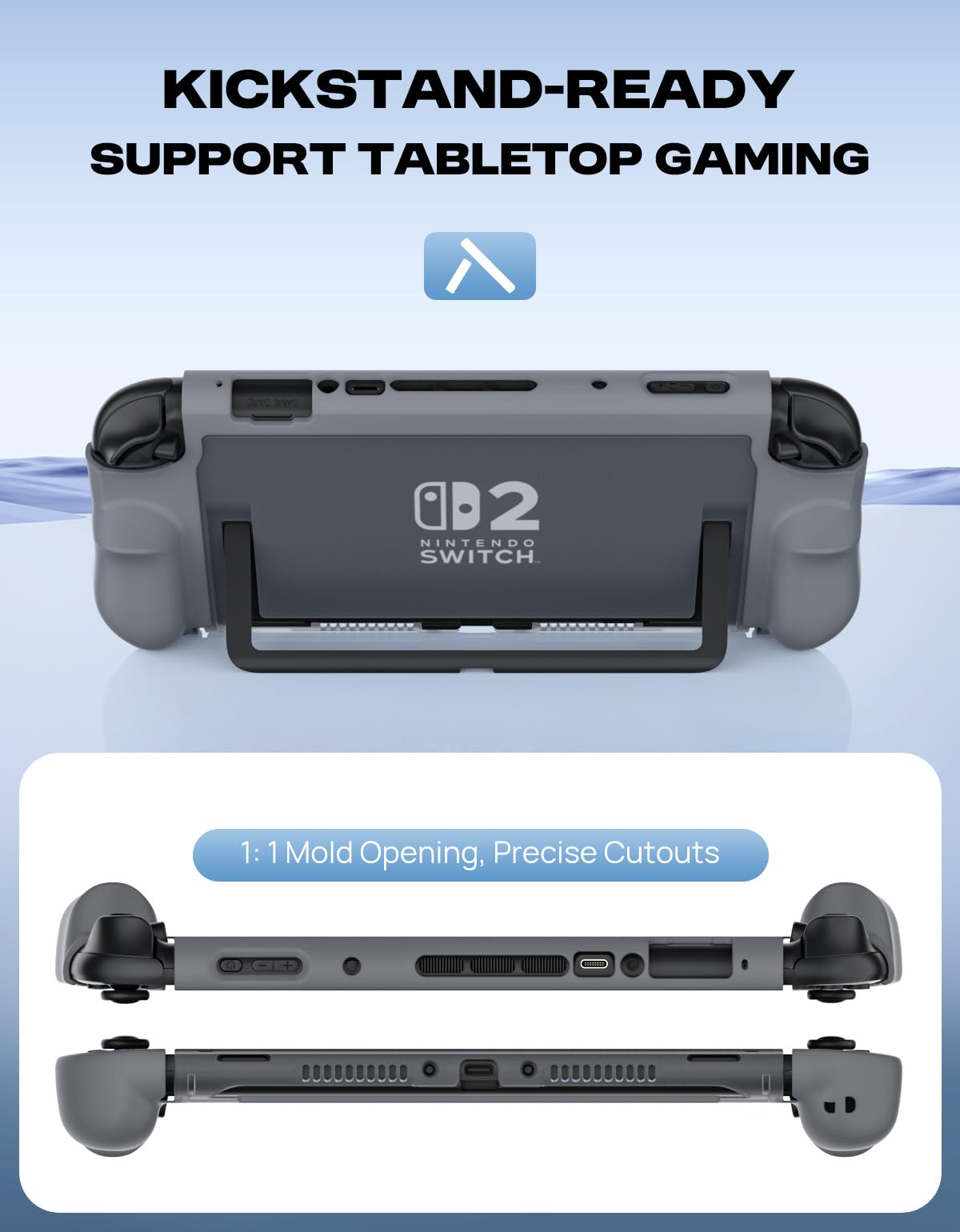 MoKo Custodia Protettiva per Nintendo Switch 2 (2025) – Dockable Cover con Joy-Con a Sgancio Rapido, Telaio in TPU e Schienale in PC, Resistente a Graffi e Urti, Grigio