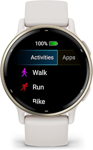 Miniatura 4 de Garmin Vivoactive 5 Fitness Tracker Smart Watch para mujeres y hombres con bisel de aluminio dorado crema y caja marfil y banda de silicona con 11