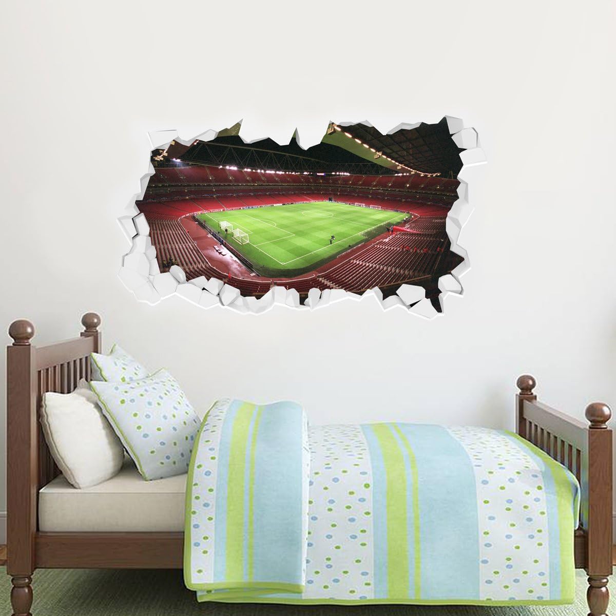 Beautiful Game Arsenal Football Club Official Emirates Stadium Inside Empty Broken Wall Mural Sticker (60cm x 30cm)