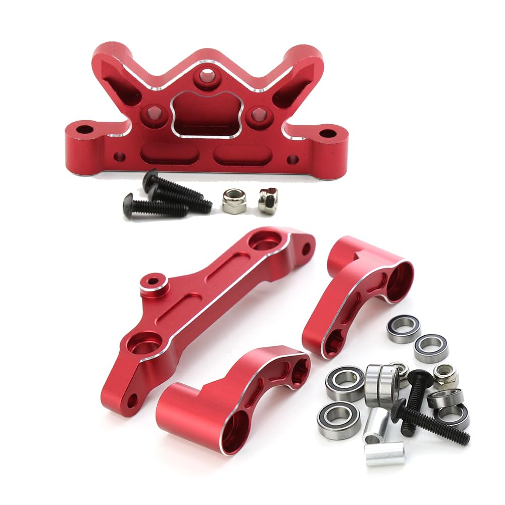 Steering Assembly Alum Alloy Steering Top Plate and Steering Bellcrank for 1/5 Arrma Kraton 8S Outcast 8S BLX ARA320474 ARA340153 Upgrade Parts (Red)