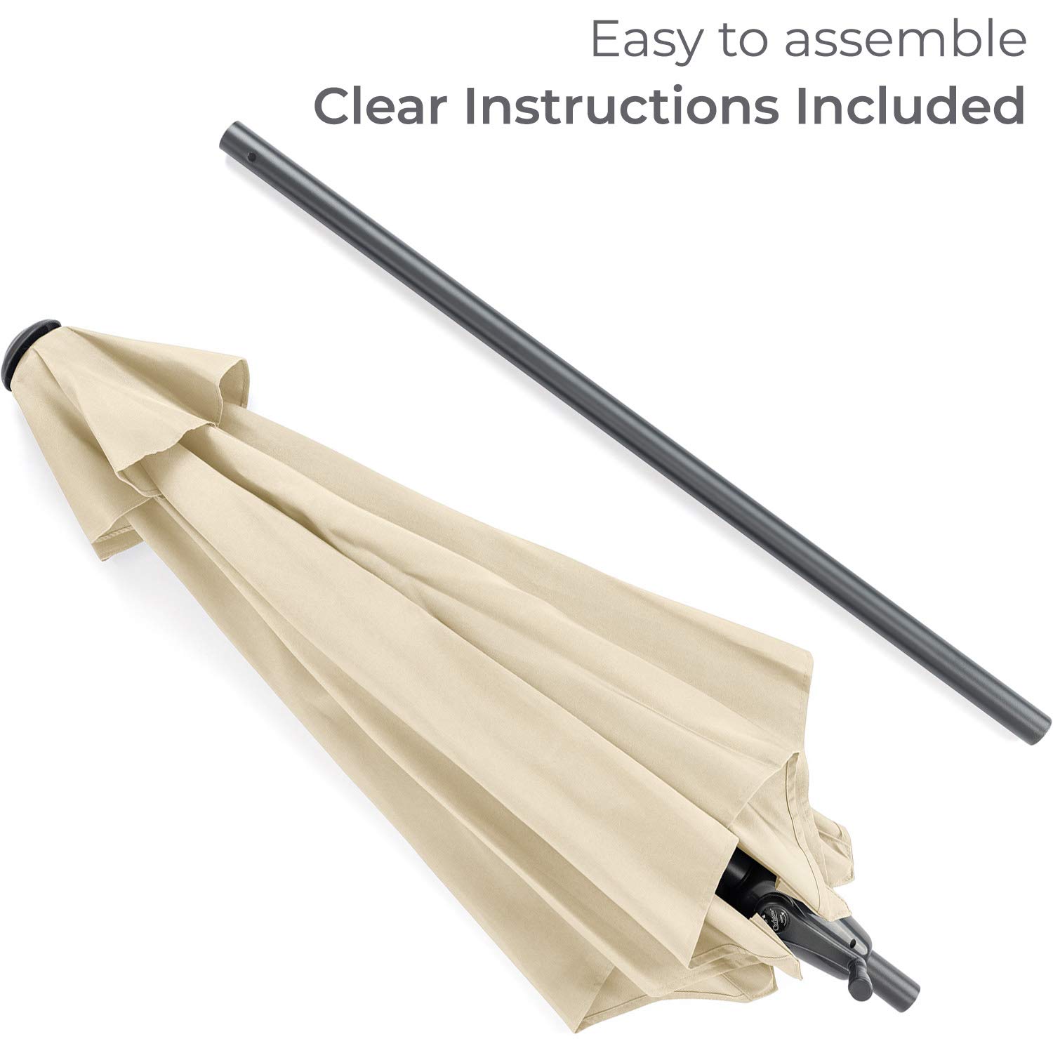 CHRISTOW Tilting Garden Parasol Umbrella 2.7m, Large Outdoor Sun Shade