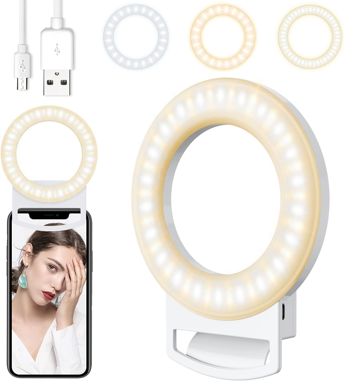 Selfie Ring Light, LED Circle Light [Rechargeable] 3Level