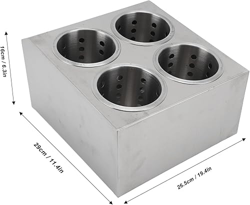 Miniatura 2 de TOPINCN Soporte para utensilios de acero inoxidable, doble fila y 4 compartimentos, contenedor de almacenamiento de cubiertos para cocina con