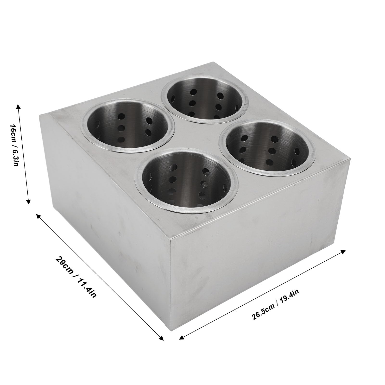 Uchwyt na przybory kuchenne ze stali nierdzewnej Topyond, uchwyt na przybory komercyjne, cylinder na sztućce dwurzędowy 4-przedziałowy pojemnik na sztućce do kuchni