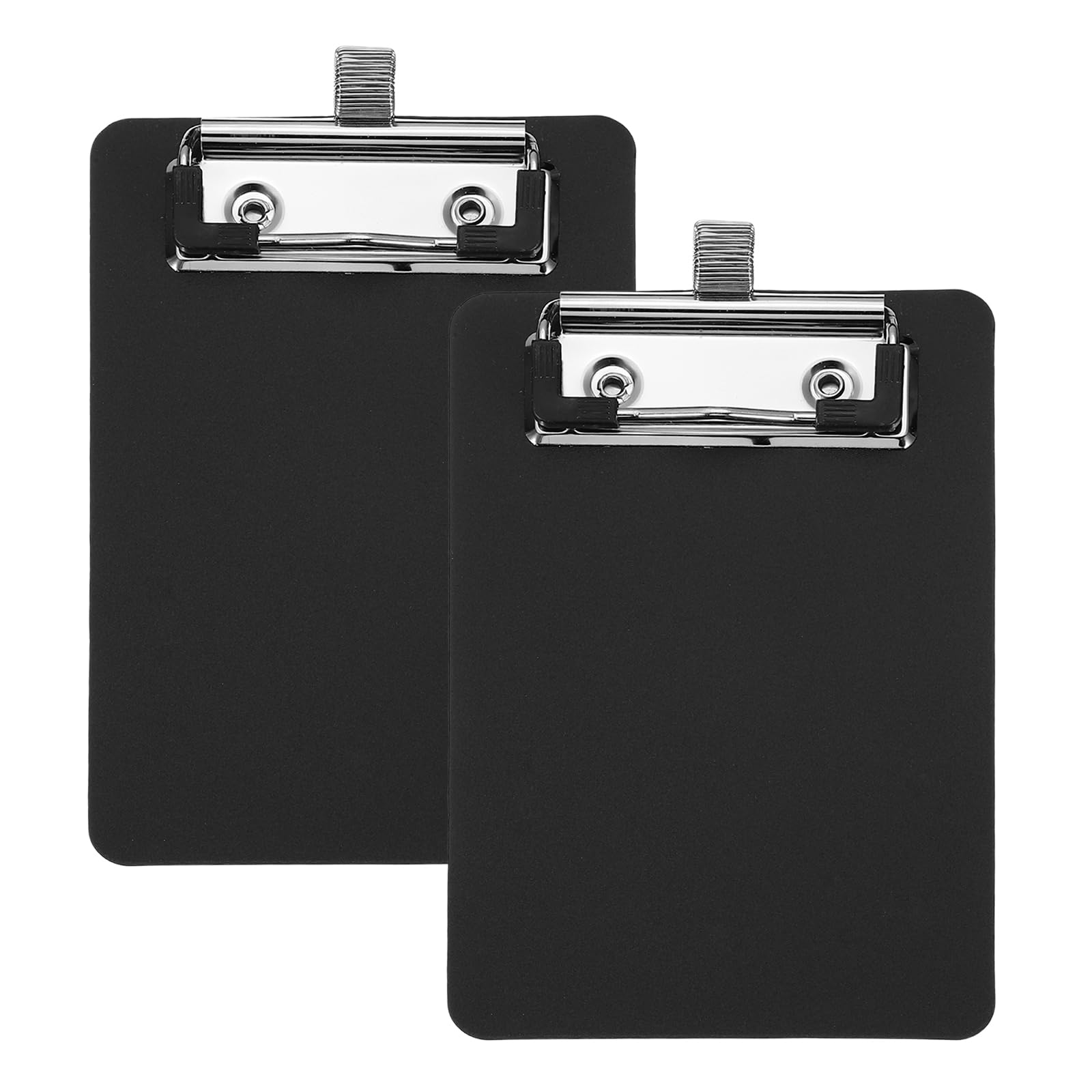 PATIKIL 2 Pack Mini Clipboard, 15cm x 10cm Small Pocket Clipboards Plastic A6 Memo Size Menu Pads Clip Boards with Pen Holder Low Profile Clip for Notepads Restaurants Offices, Black