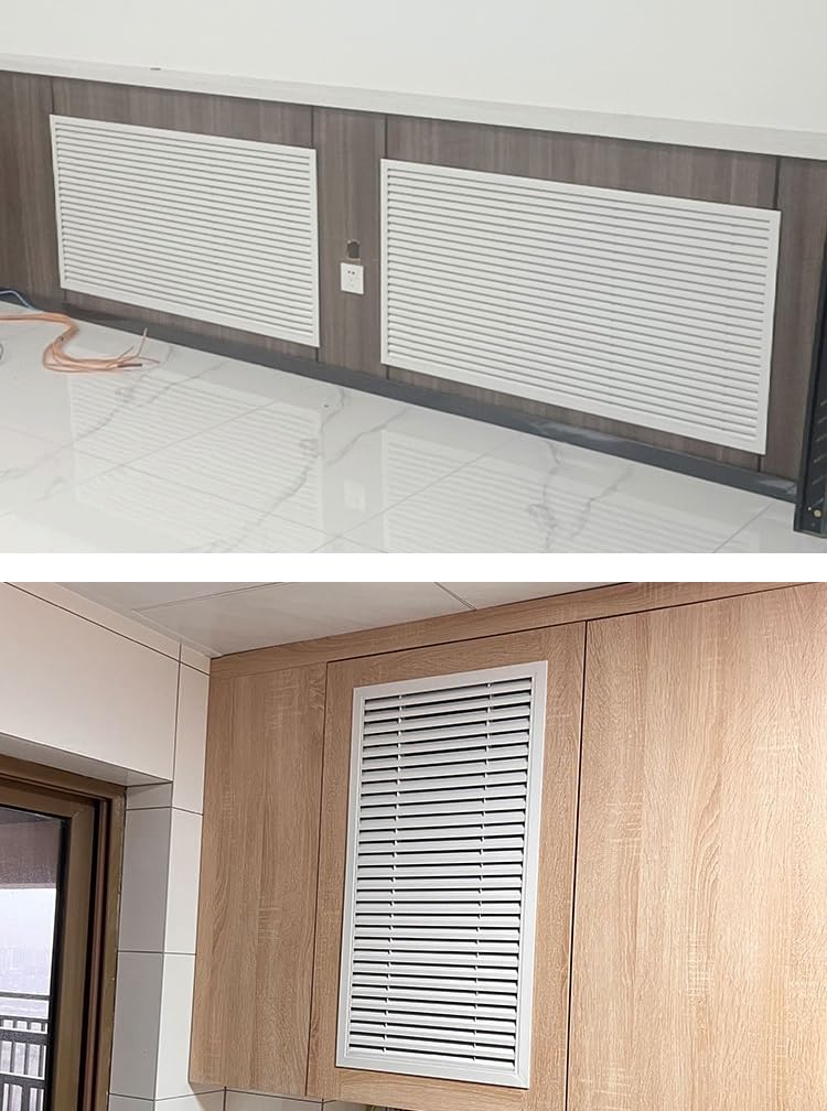 lüftungsgitter Kaltluftrückführungs-Entlüftungsabdeckung, Wanddecke, Dekoratives HVAC-Gitter Aus Weißem Aluminium, 12, 14, 16, 18, 20, 22 Zoll, Feste Lamellen(12x34in/30.5x86.4cm)