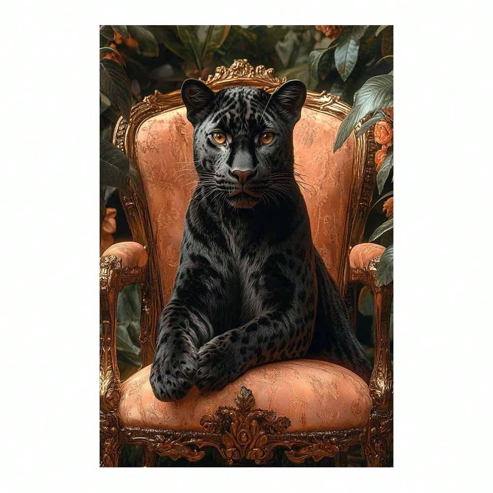 TZKBDMA Black Leopard Portrait Canvas Wall Art, Stylish Animal Prints Canvas Posters, Art Poster Apartment Room Decor Aesthetic(21x30cm/Without frame)