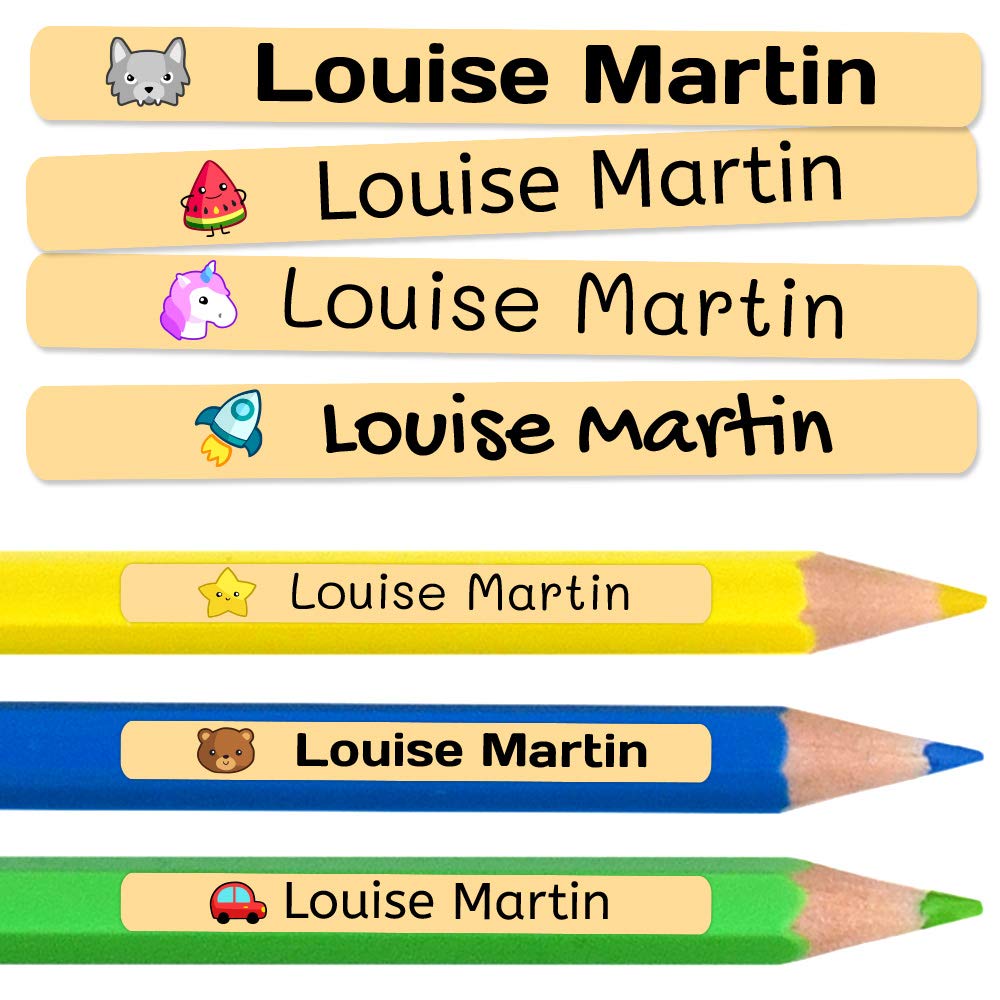 500 Personalised Sticky Labels for Pencils and Ballpoint Pens School Stickers with Name for Marking Items Waterproof Stickers for School and Nursery Dimensions 4.6 x 0.6 cm