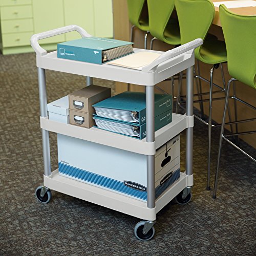 Image of Rubbermaid Commercial Products Plastic Utility Service Cart with Wheels, White, 200 lbs Capacity, for Foodservice /Restaurant /Cleaning /Warehouse /Garage
