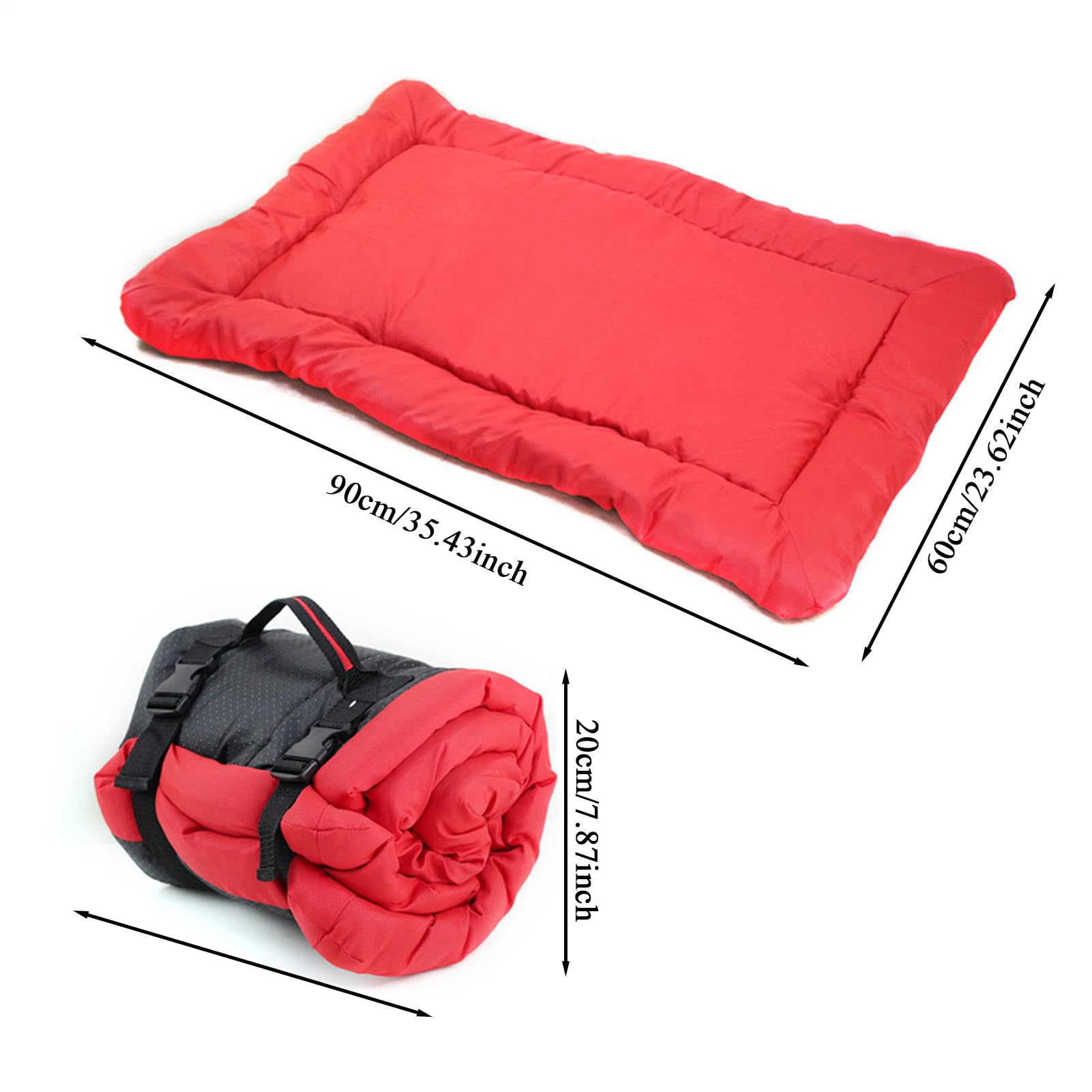 Generico Outdoor Dog Bed, Portable Camping Travel Dogs Couch, Waterproof Cloth Washable Waterproof Roll-Up Pet Mat, Suitable for Small, Medium, Large Breeds, Ideal for Indoor, Outdoor, 90x60x3cm