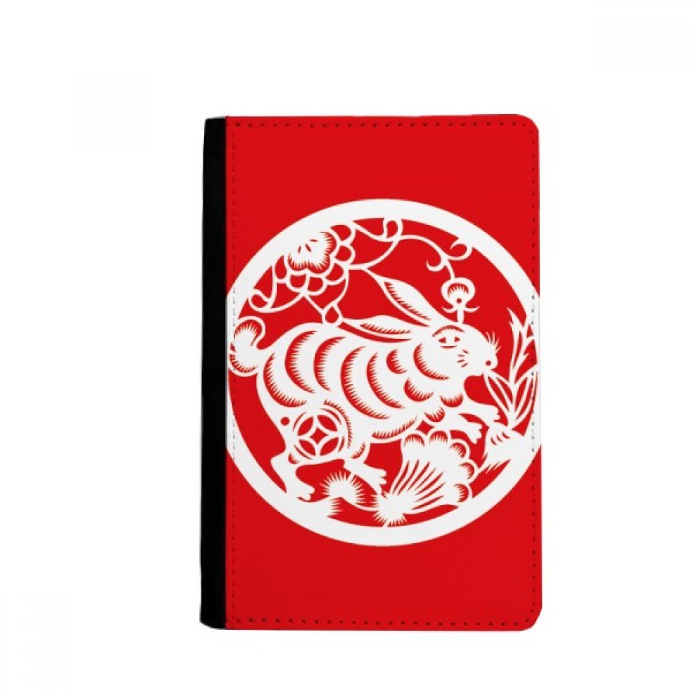 Paper-cut Rabbits Animal China Zodiac Art Passport Holder Notecase Burse Wallet Cover Card Purse