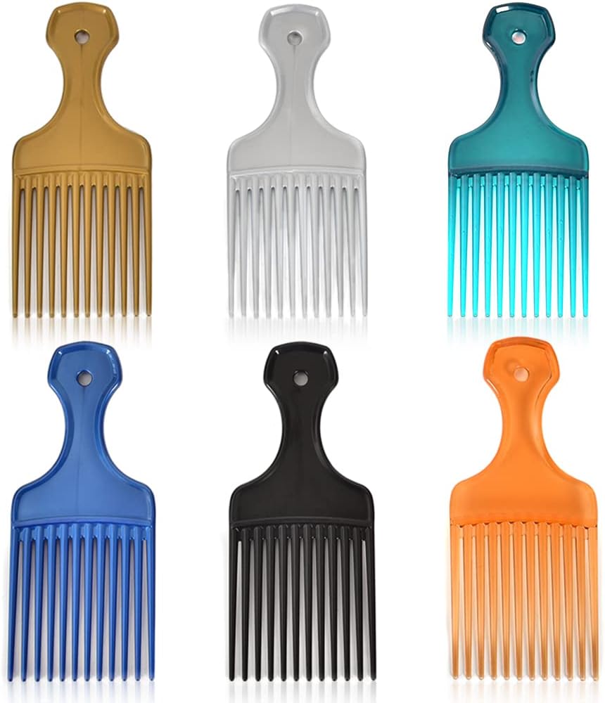 6 Pack Hair Picks for Curly Hair, 6.3 Inch Plastic Afro Pick for Women