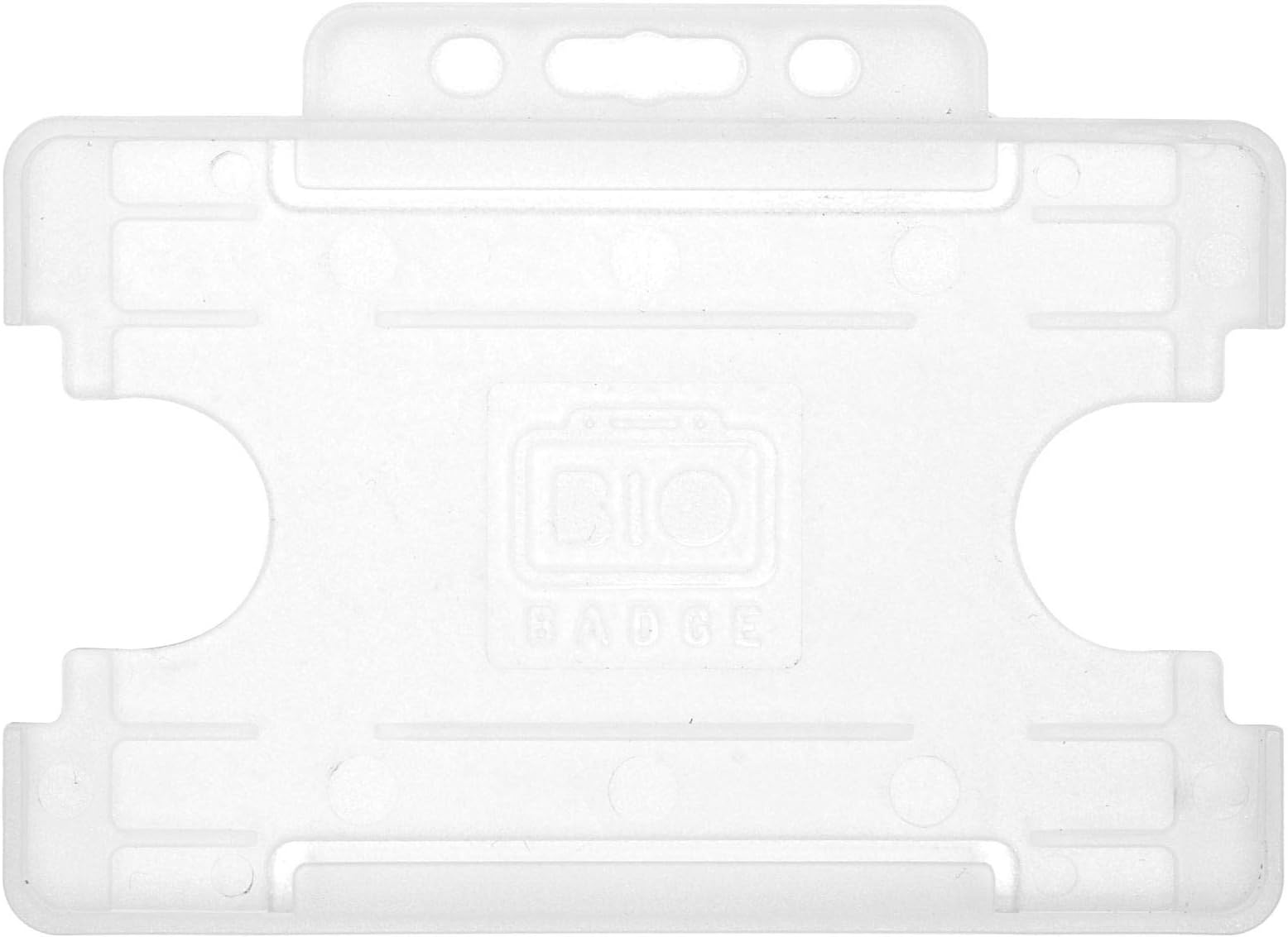 BioBadge Clear ID Card Holders Open-Faced for ID Badges, Landscape - Pack of 100