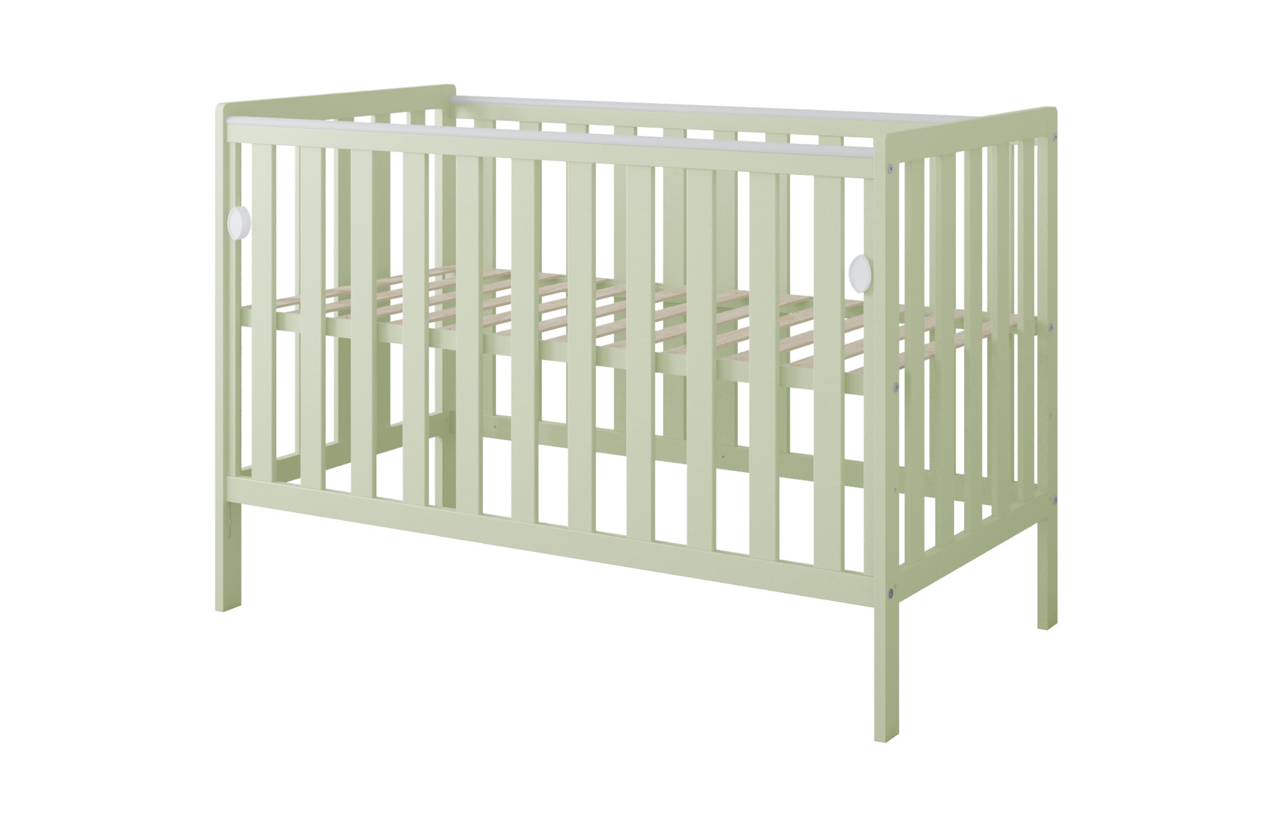 zee Bambi Cuna Colecho Bebe 120x60 cm Verde Menta con Ruedas Lateral Abatible Somier Regulable 3 Alturas Cuna Portatil Bebe