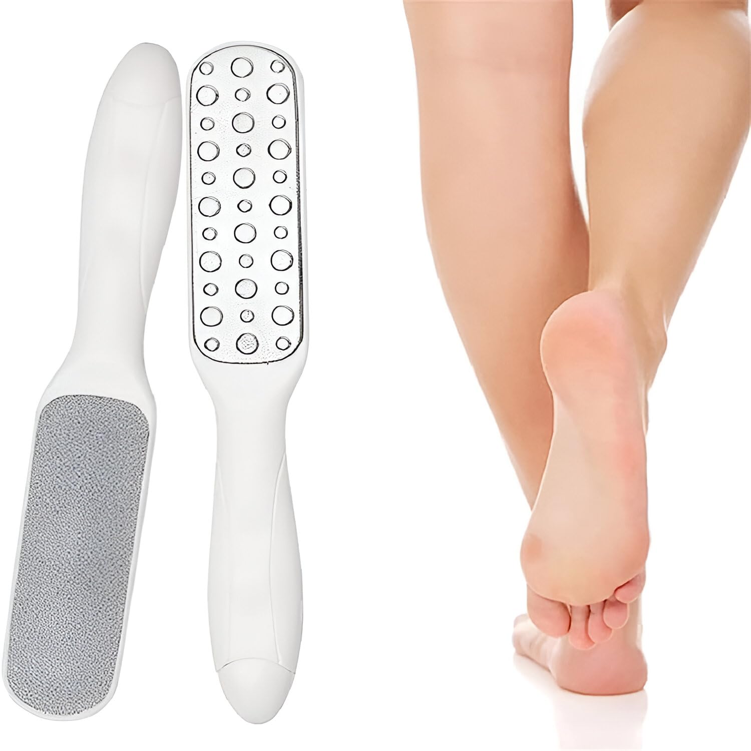 Amillee Double Sided Foot Filer & Callus Remover for Dead Skin, Pedicure Tool for Cracked Heels, Stainless Steel Foot Scraper & Nail File Buffer for Women & Men, Wet/Dry Skin Care Tool (Black) 3