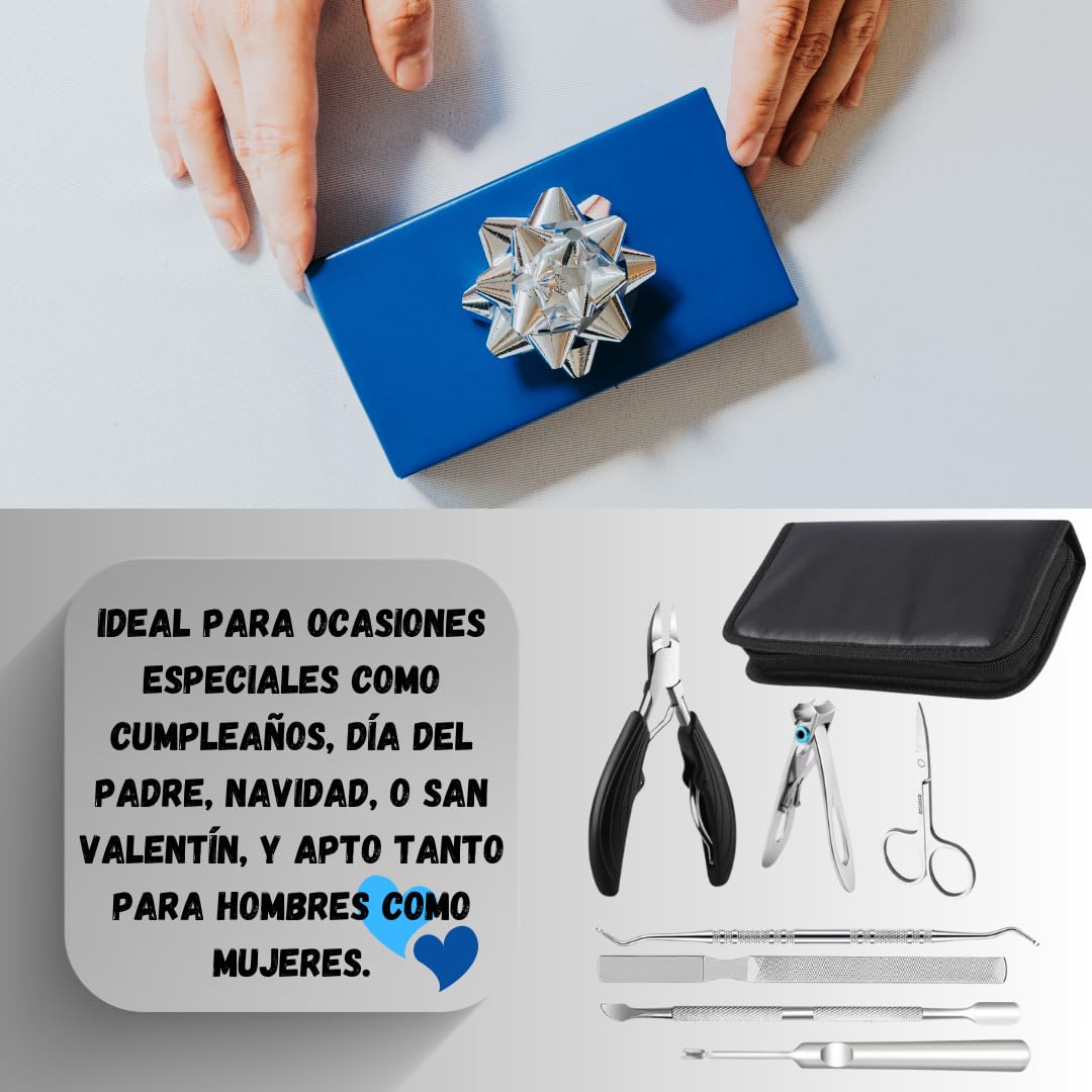 Set Cortaúñas Profesional,Alicates Uñas Pies Acero Inoxidable,Cortauñas Kit Profesional 7 piezas,Kit de Uñas Manicura y Pedicura para Mujeres y Hombres.