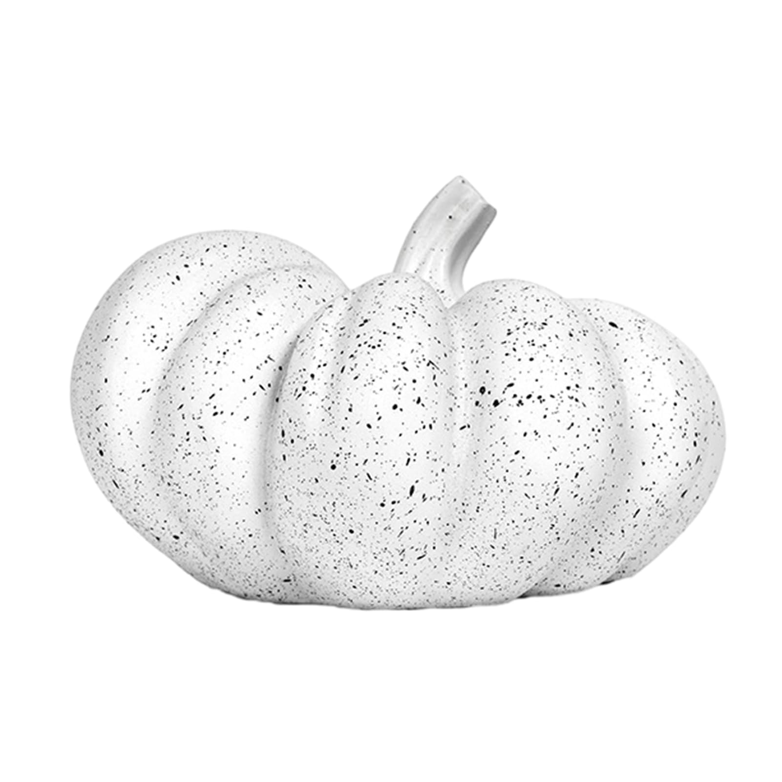 sugerou Resin Pumpkin Ornament, Decorative Pumpkin Sculpture with Retro Spotted Texture – Modern Autumn Tabletop Decor 20cm White