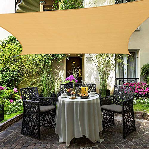 Shade&Beyond 10'x13' Rectangle Sun Shade Sail Sand Color for Patio Lawn Deck Garden