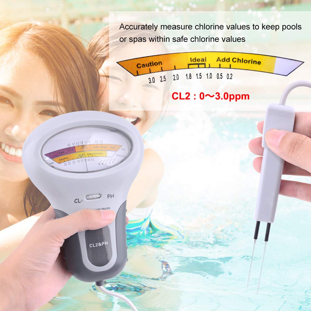 Medidor de probador de pH, bañera de hidromasaje de Piscina Probador de Cloro de PH de Alta precisión Monitor de análisis de Calidad del Agua Digital portátil para la Industria Acuario