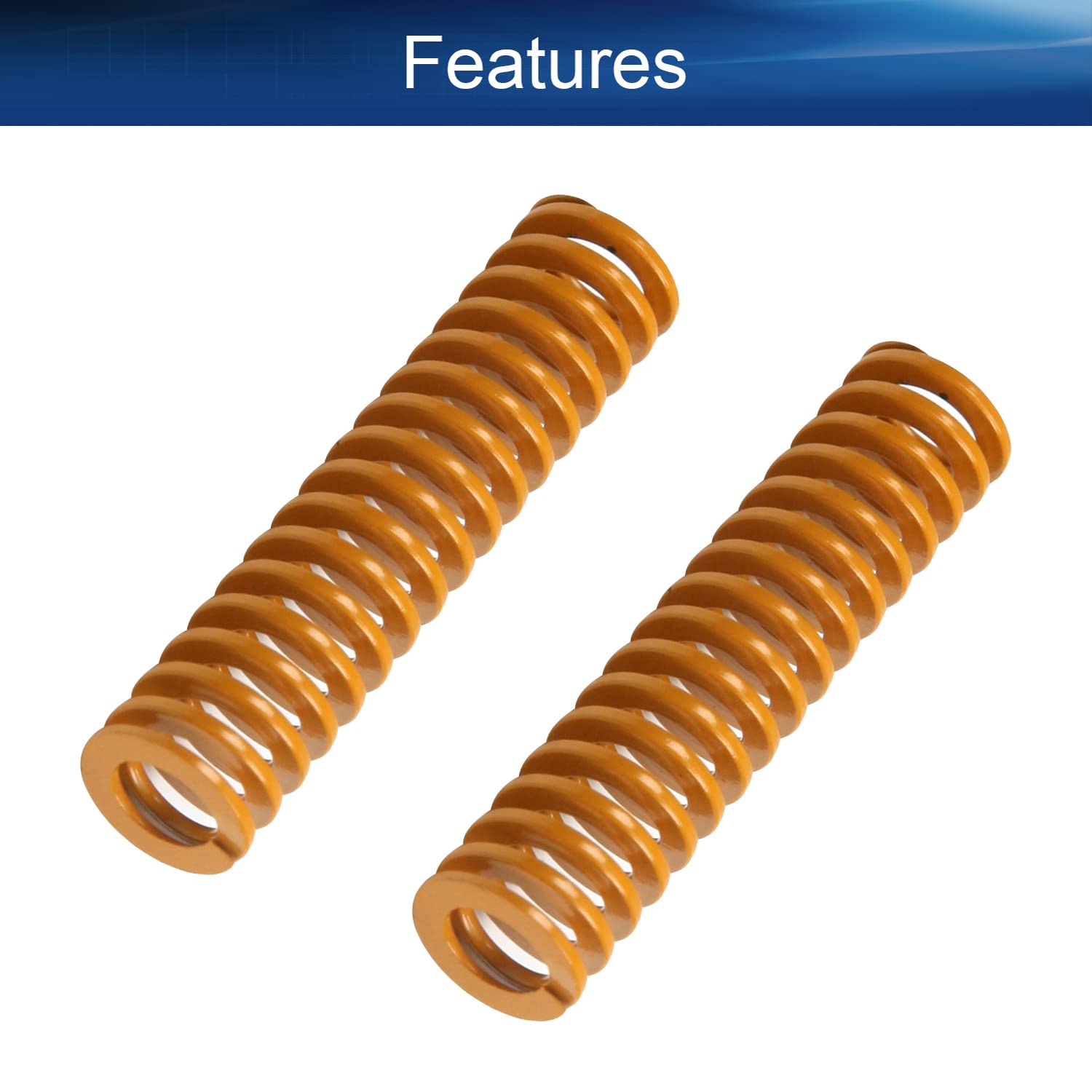 Compression Spring, 12mm OD 6mm ID 50mm Long Spiral Stamping Light Load Compression Mould Die Spring for 3D Printer Accessories Mechanical Equipment Yellow Tone 10pcs