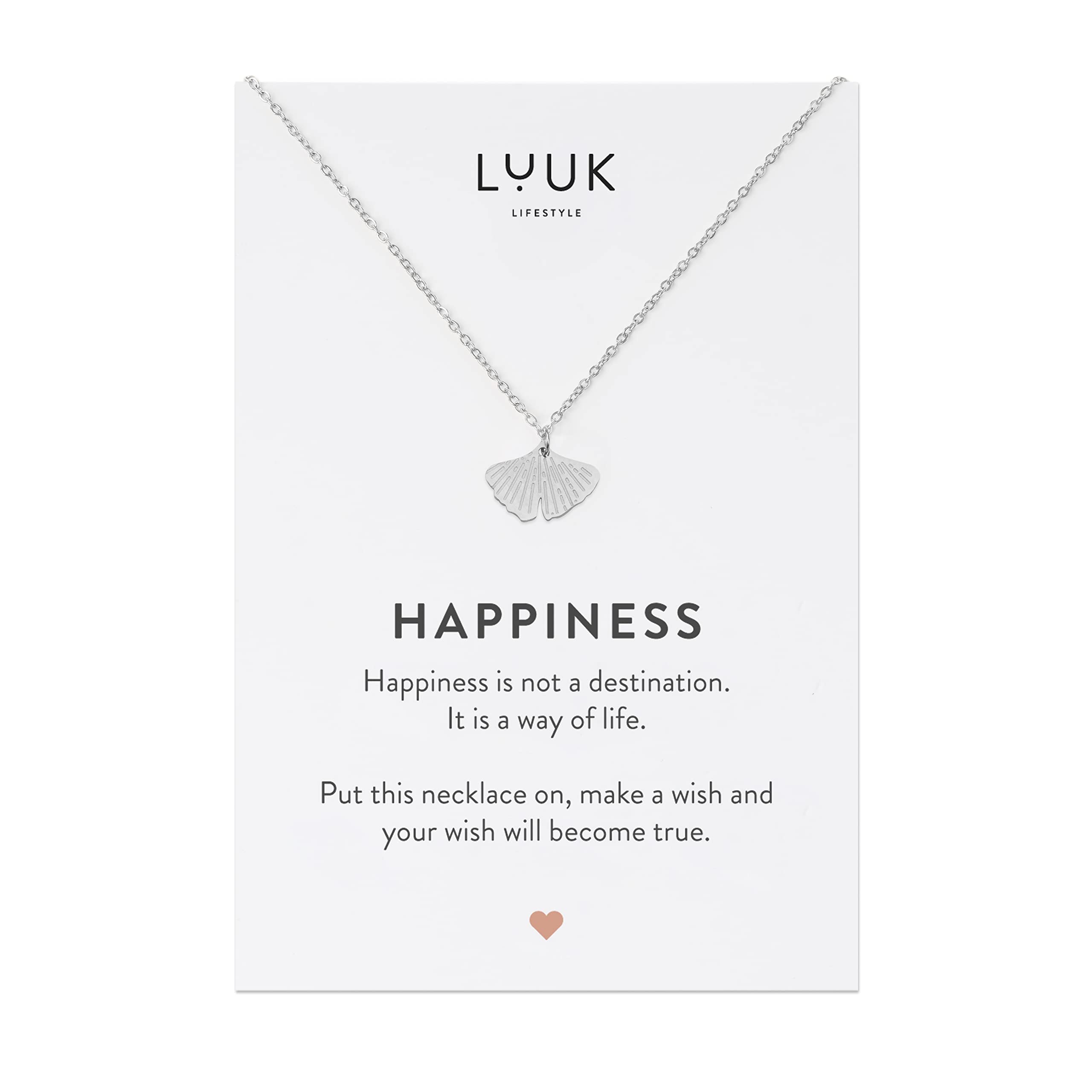 LUUK LIFESTYLE Damen Halskette mit Anhänger, Edelstahl, 50cm verstellbar, wasserfest, Geschenk für Freundin, Mutter, Frau, Schwester, Glücksbringer, Silber|Gold|Roségold