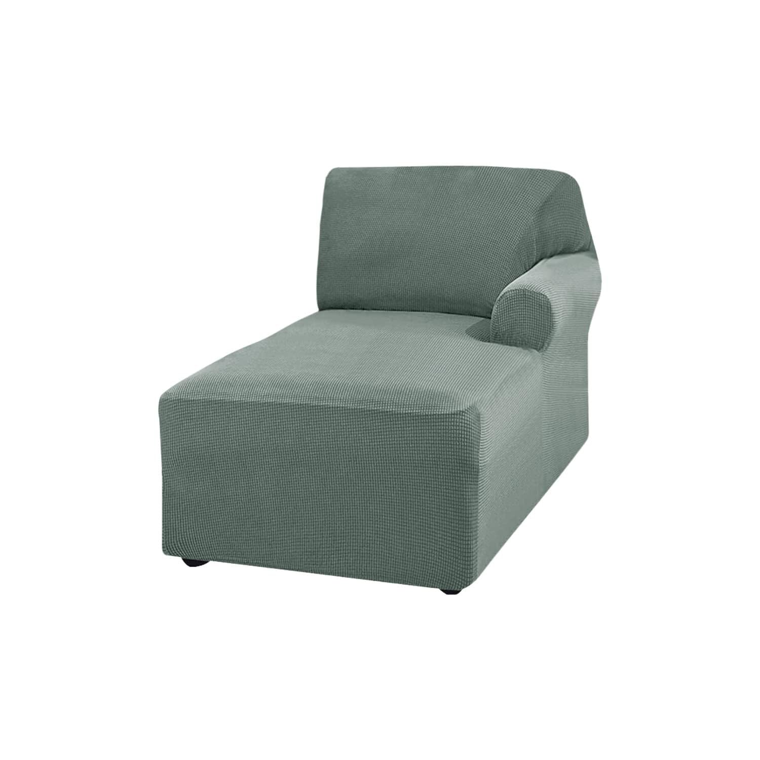 Konsilsa Stretch L-Shaped Sofa Chaise Lounge Slipcover, Machine Washable Couch Protector for Living Room with Elastic Fit (Color : Bean Green, Size : Chaise lounger(Right))