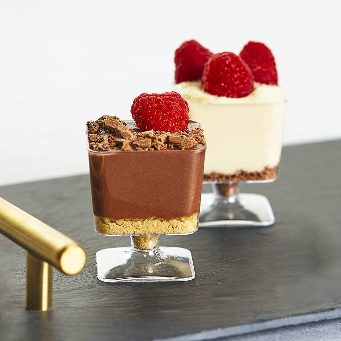 10pcs Dessert Pudding Serveware Coupe Wine Mousse Bowl Trifle, Fruit Parfait, Sundae and Nuts, Mini Footed Clear Tasters 100ml