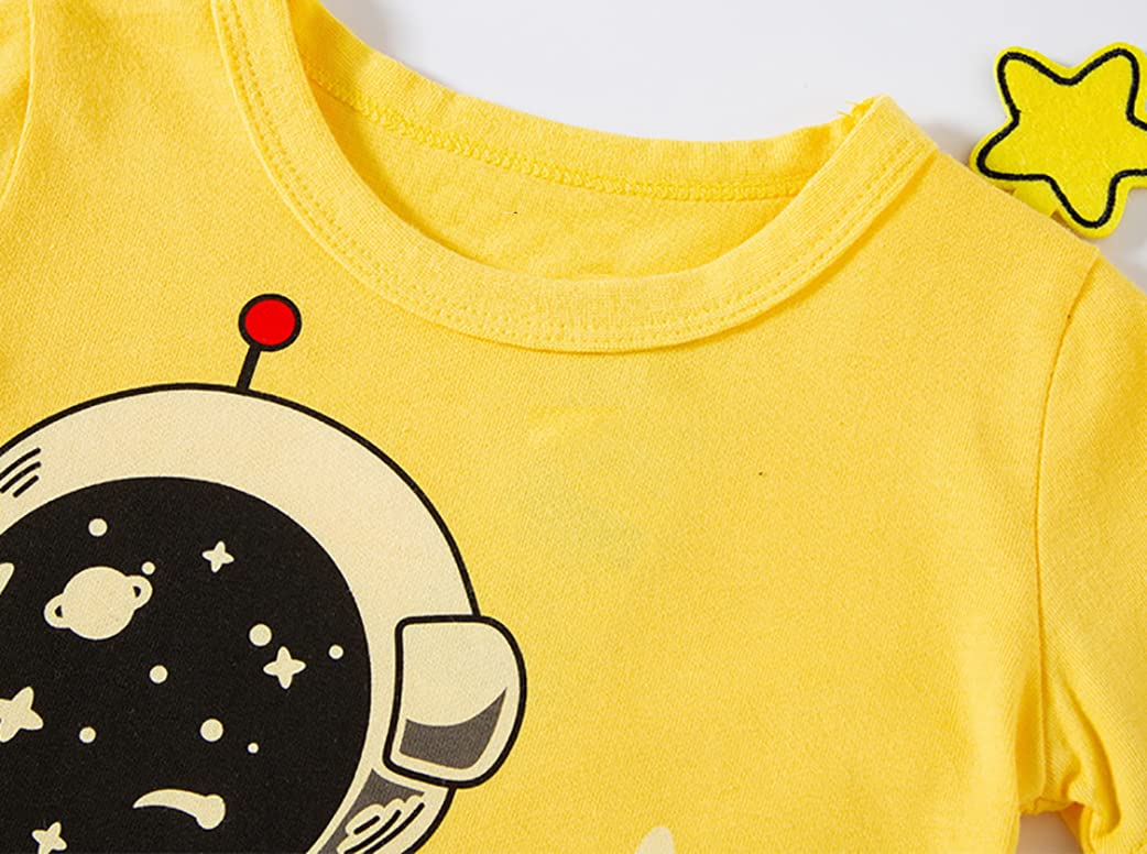 Camiseta de manga larga para niños, lindas camisetas para niñas, diseño de animales, astronauta espacial, rayas blancas y negras
