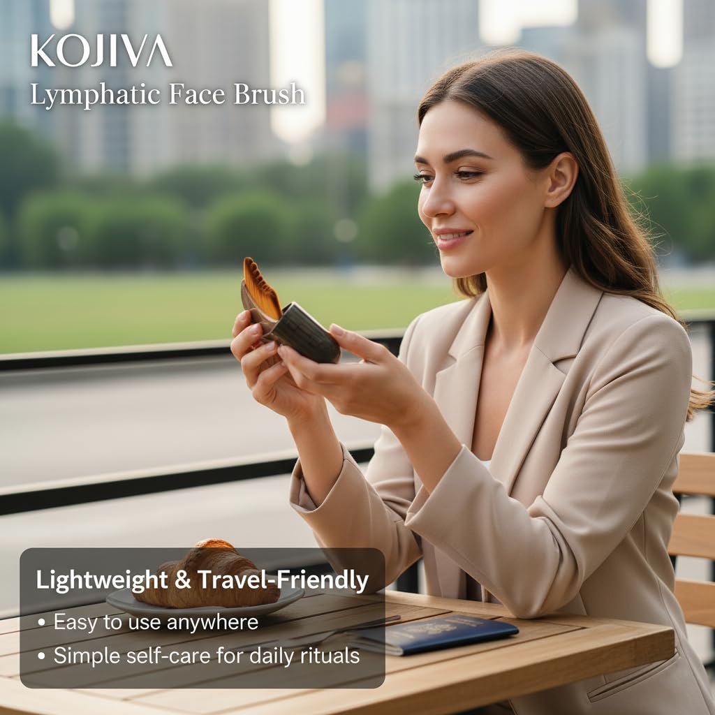 Kojiva Lymphatic Face Brush,Kojiva Face Brush,Dry Soft Organic Reduce Puffiness Improve Skin & Radiance Relieve Fatigue - Ergonomic Design for Daily Skin.(1pc) — view 7