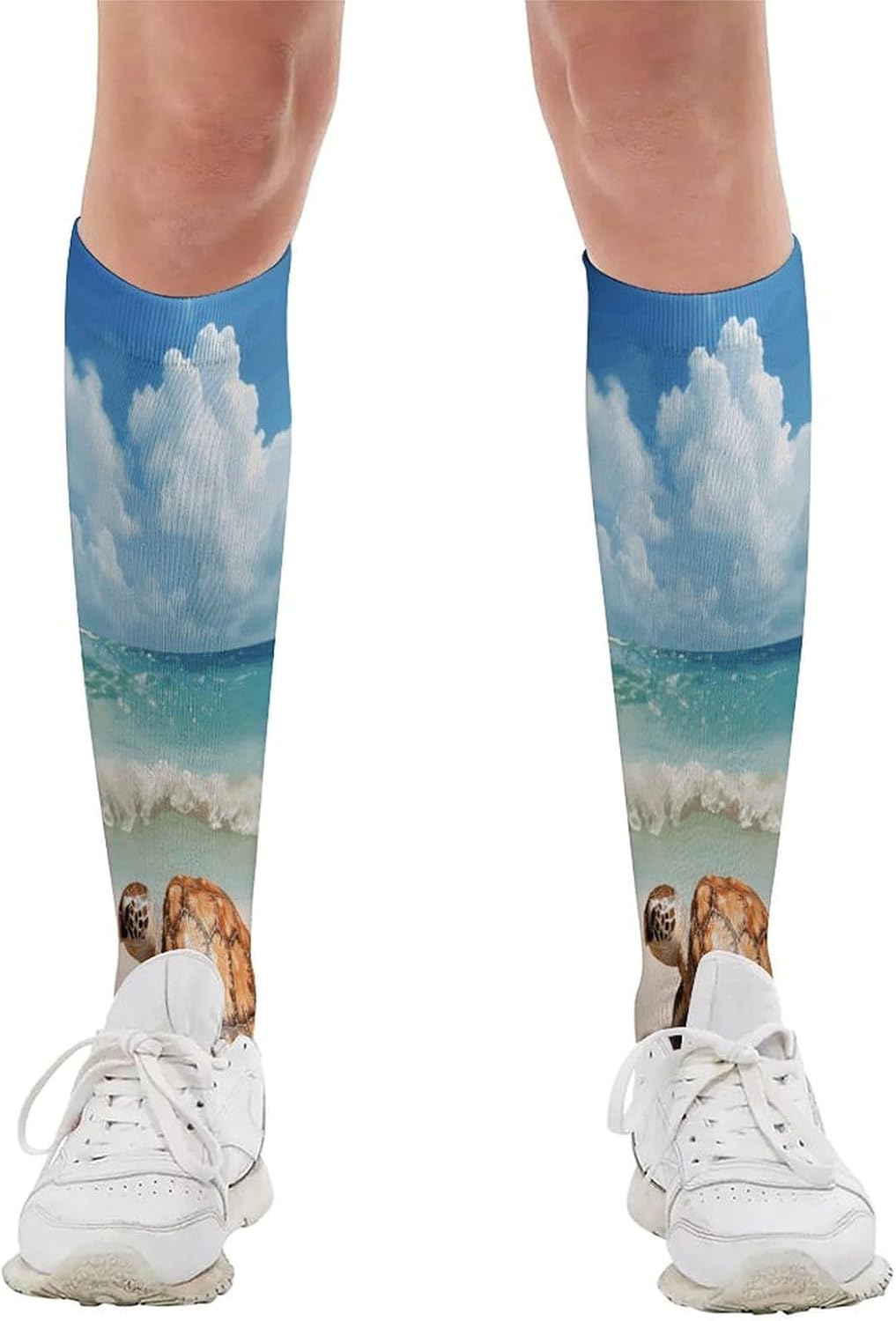 Sea Turtle Starfish Socks Casual Athletic Long Sock Lightweight Sport Crew Sock Cozy Work Boot Socks for Hiking Sports Running Workout Gym
