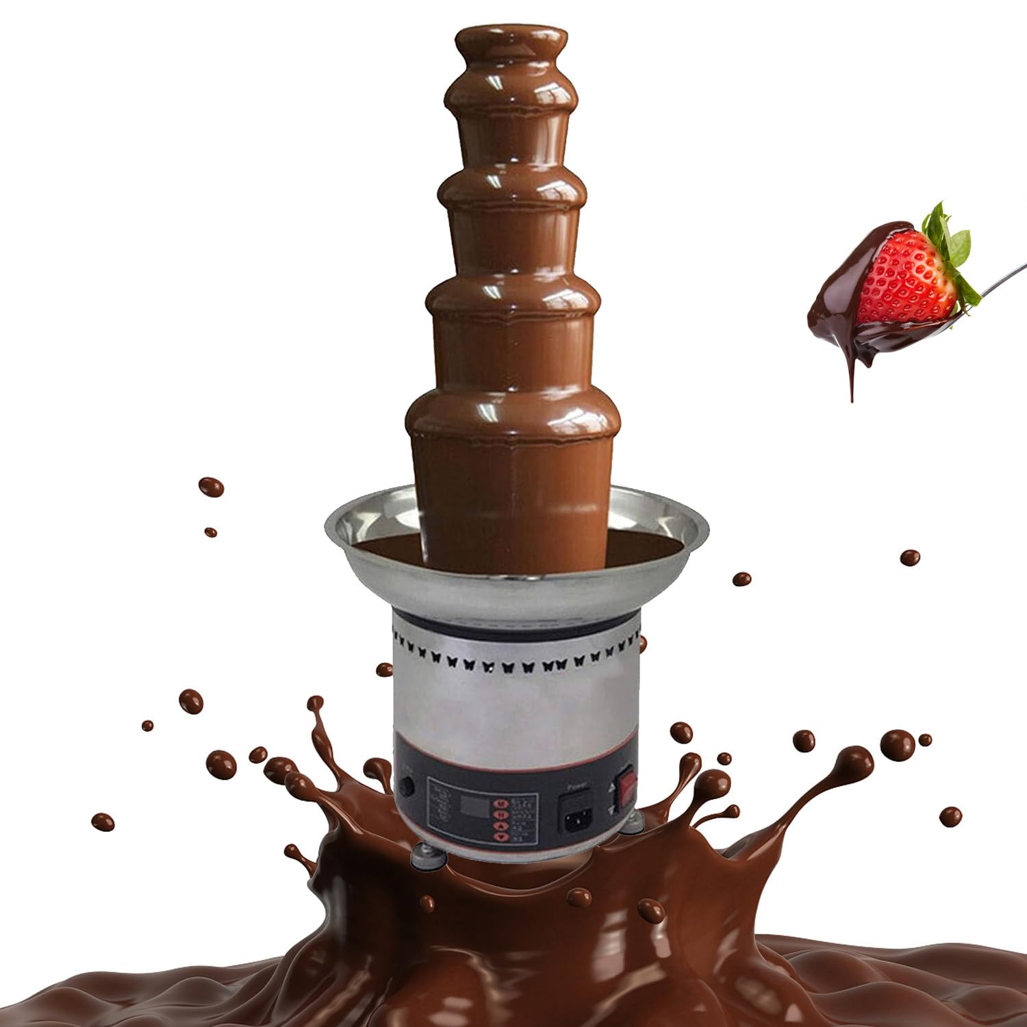 ASerZenith Electric Chocolate Fondue Fountain, Stainless Steel Hot Chocolate Machine For Parties, Weddings, Birthdays,5Tier