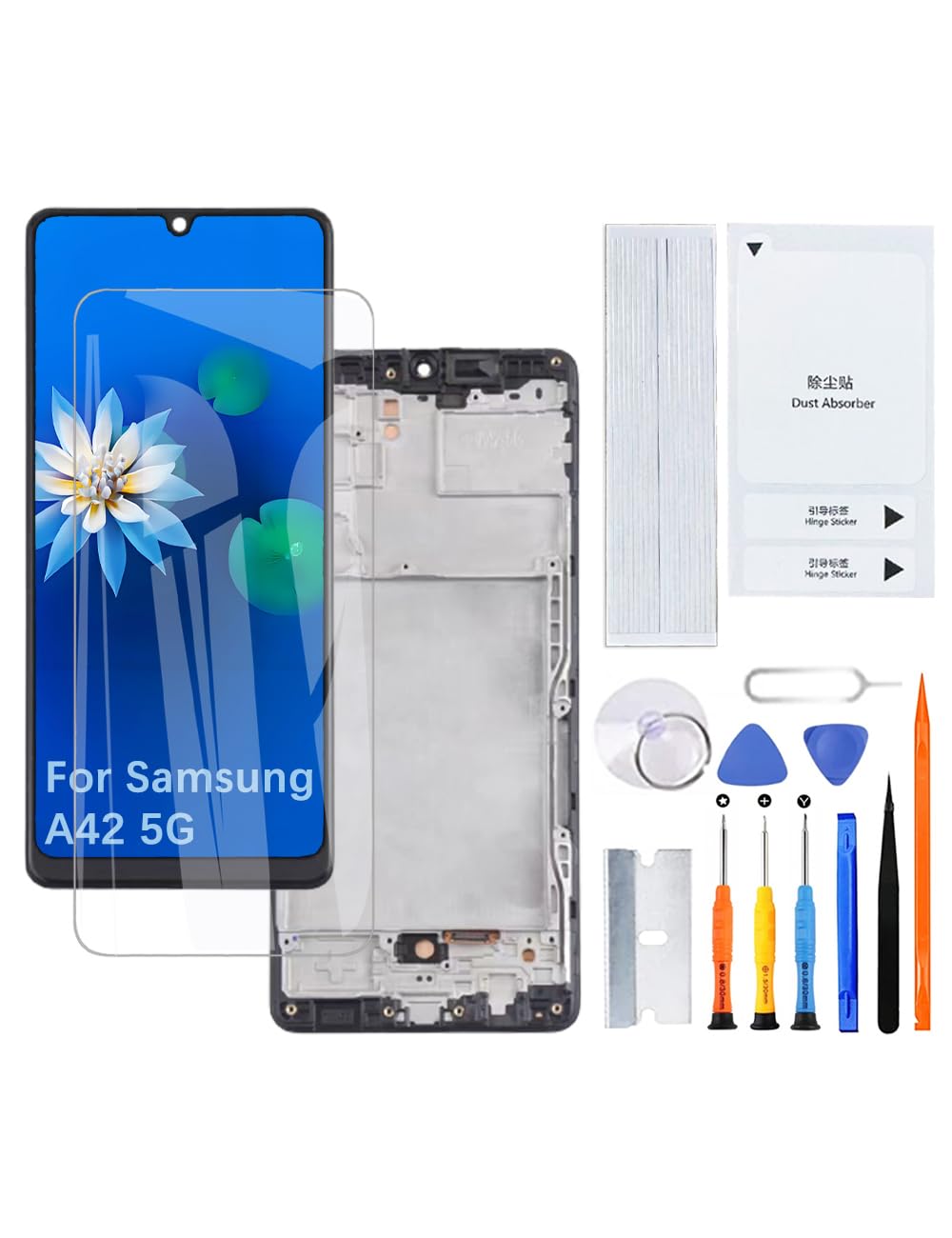 H&LYCYJ Display Schermo per Samsung A42 5G TFT con Cornice | Senza impronte digitali,Wear toolkit，TFT LCD，Display HD，Sostituire lo schermo，Per i modelli:A426B A426B/DS A4260