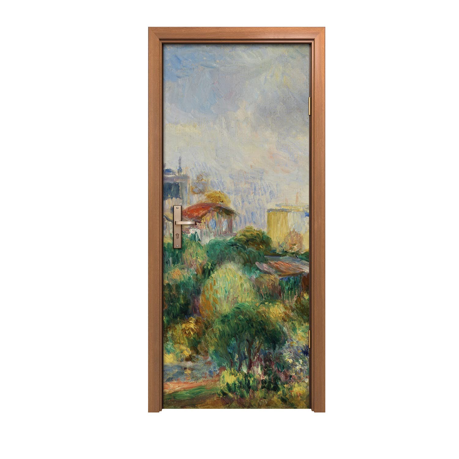 Autocollant de porte 90x200cm Vue de Montmartre pour décoration murale