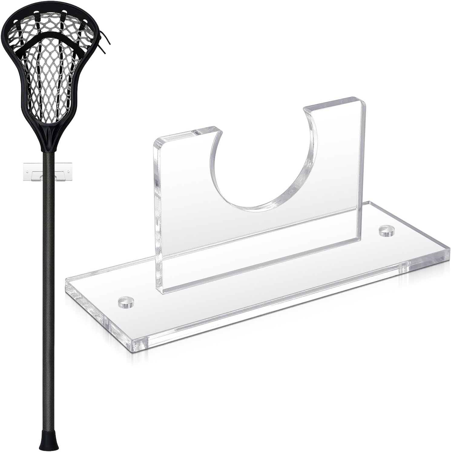 4 Pcs Acrylic Standard Size Lacrosse Stick Wall Mount Hockey Stick Wall Mount Ice Hockey Organizer Display Holder for Home Office (Clear)