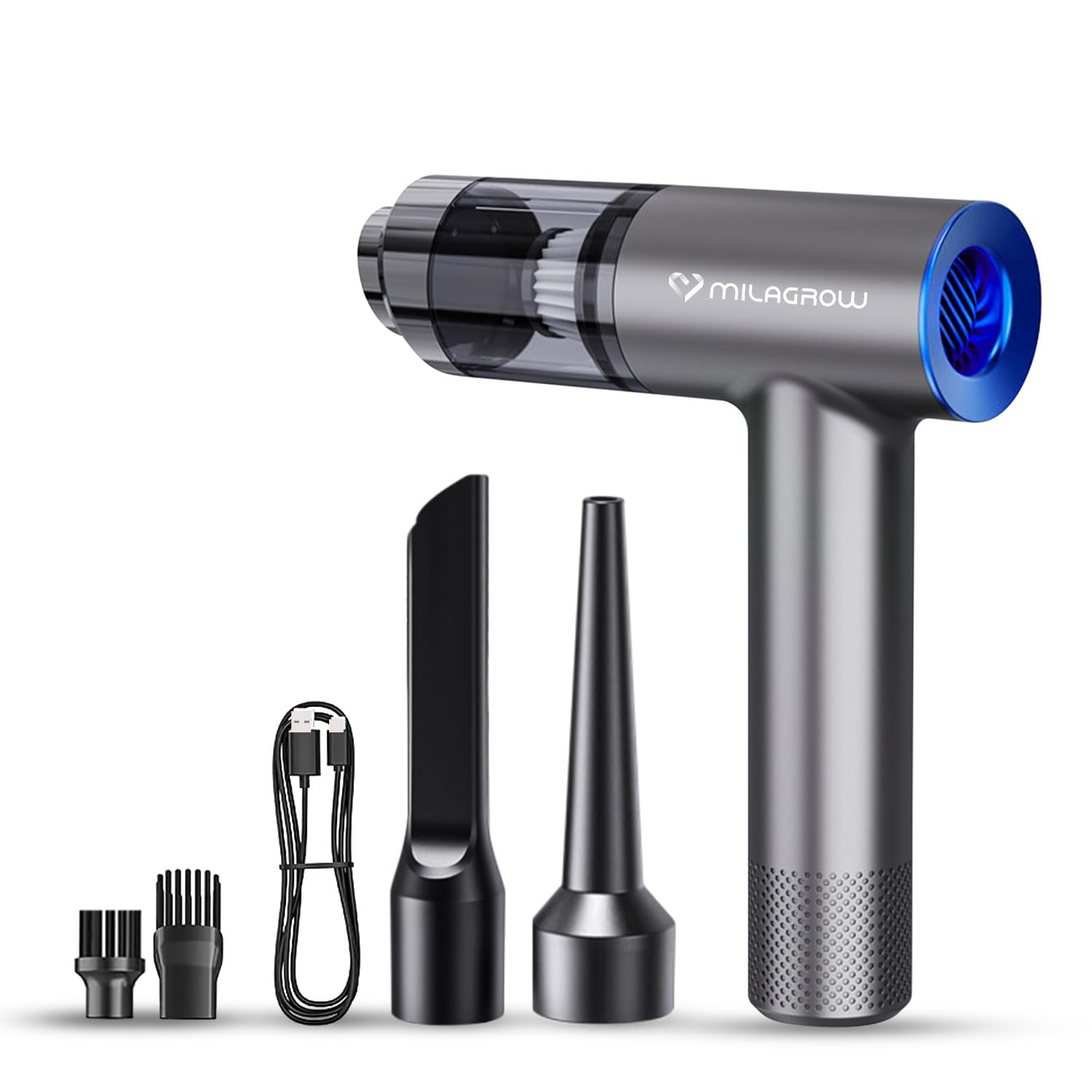 MILAGROW Duster Blue Portable Vacuum & Blower Powerful 14000 Pa Suction, Cordless, Rechargeable 6000 mAh Battery, Protective Delay Start, SS HEPA Filter, Multi Accessories, Car/Home/office/Outdoor Use-image-29