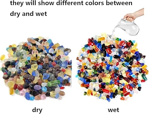 Miniatura 10 de HappyFiller Piedras decorativas de 1 libra de vidrio marino mate para manualidades, acuario, rocas, jarrón, decoración de playa, vidrio de fuego,