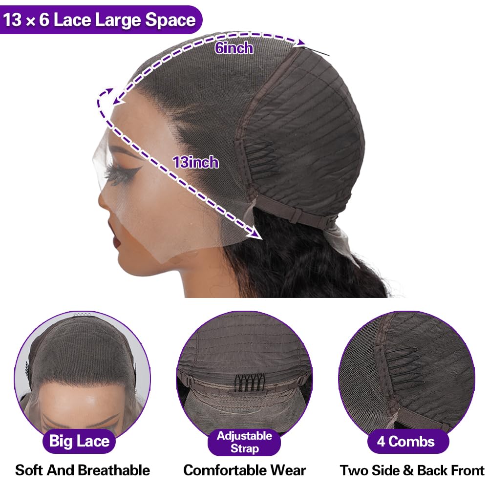 Deep Wave 13x6 Hd Lace Front Wig 250 Density Deep Wave Wig 20 Inch, Pre Plucked,Giving Realistic Look,Seamless Hairline For An Effortless Slay on Vacation